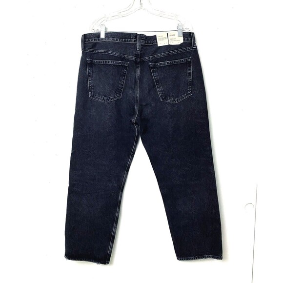 Agolde Jeans Size 32 Black 90s Low Rise Vintage Straight Paradox Button Fly Crop - Picture 2 of 16
